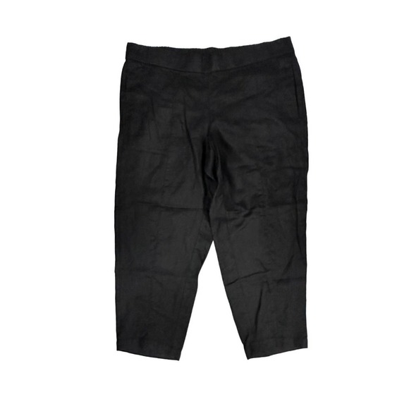 NWT EILEEN FISHER Organic Linen Black Ankle Pant, Sz. L $178 - Picture 1 of 6